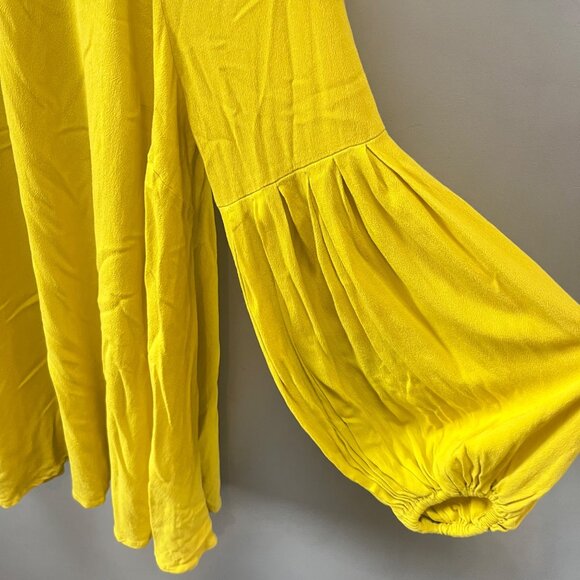 Free‎ People Drift Away Yellow Cold Shoulder Mini Dress Size S - Picture 3 of 6